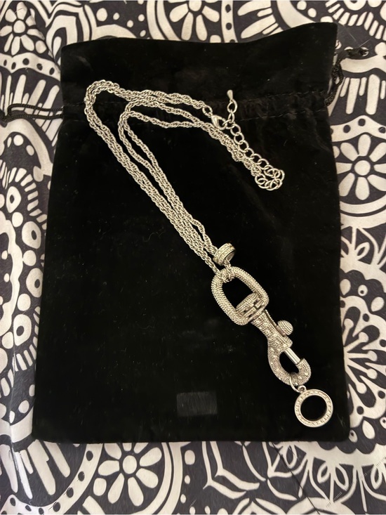 Jewelry - Silver tone Multi-Chain Statement Necklace with crystal trigger snap Pendant